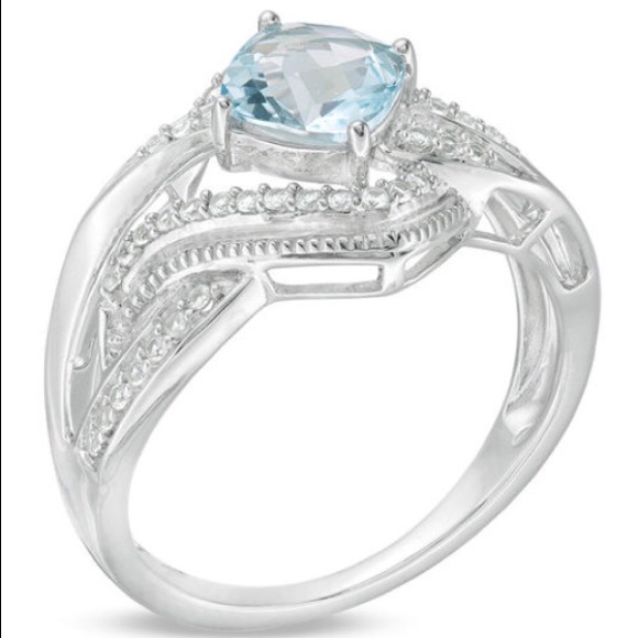 🌷 (925) SKY BLUE TOPAZ/ SAPPHIRE RING - Picture 5 of 6